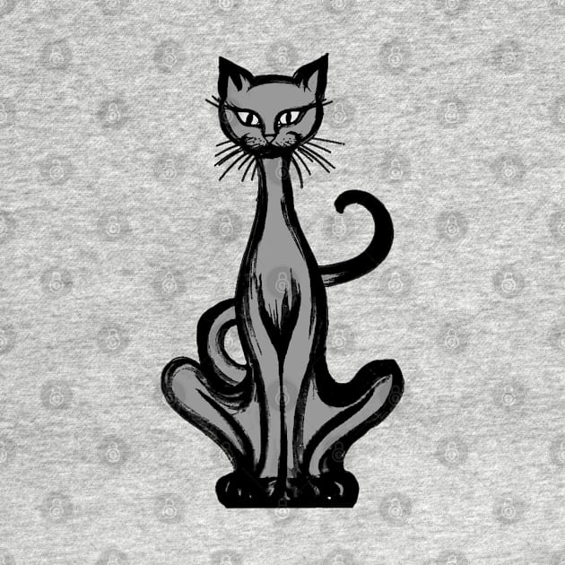 Retro 1970's Groovy Funky Grey Jazz Cat Cartoon by iskybibblle